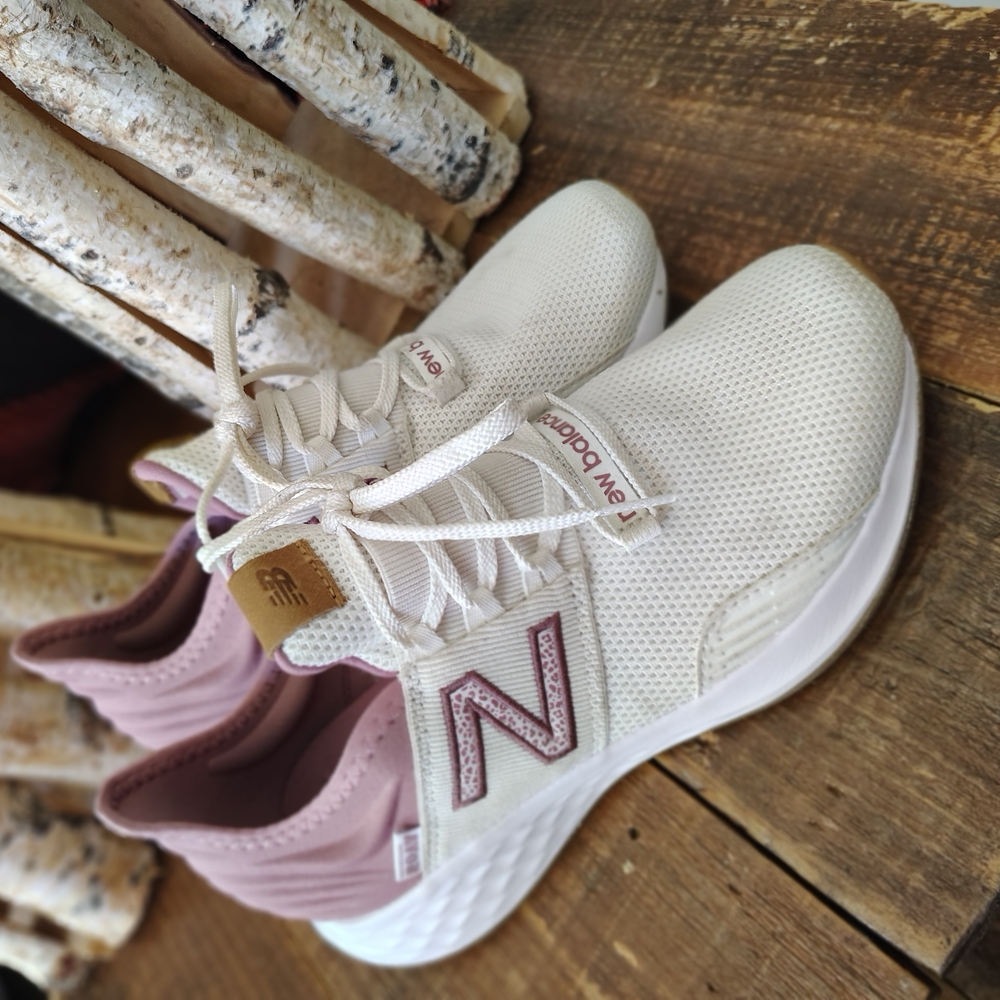 New Balance White and Pink Sneakers
